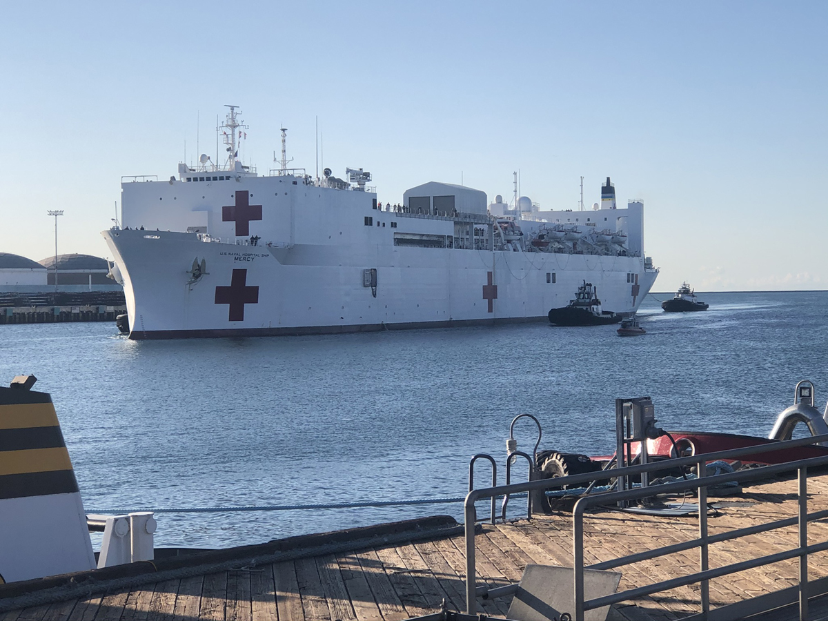 USNS Mercy, arriving at the Port of Los Angeles.  #mercy #Coronavirus #ship #hospital #NavyMedicine #portoflosangeles #LosAngeles #boat