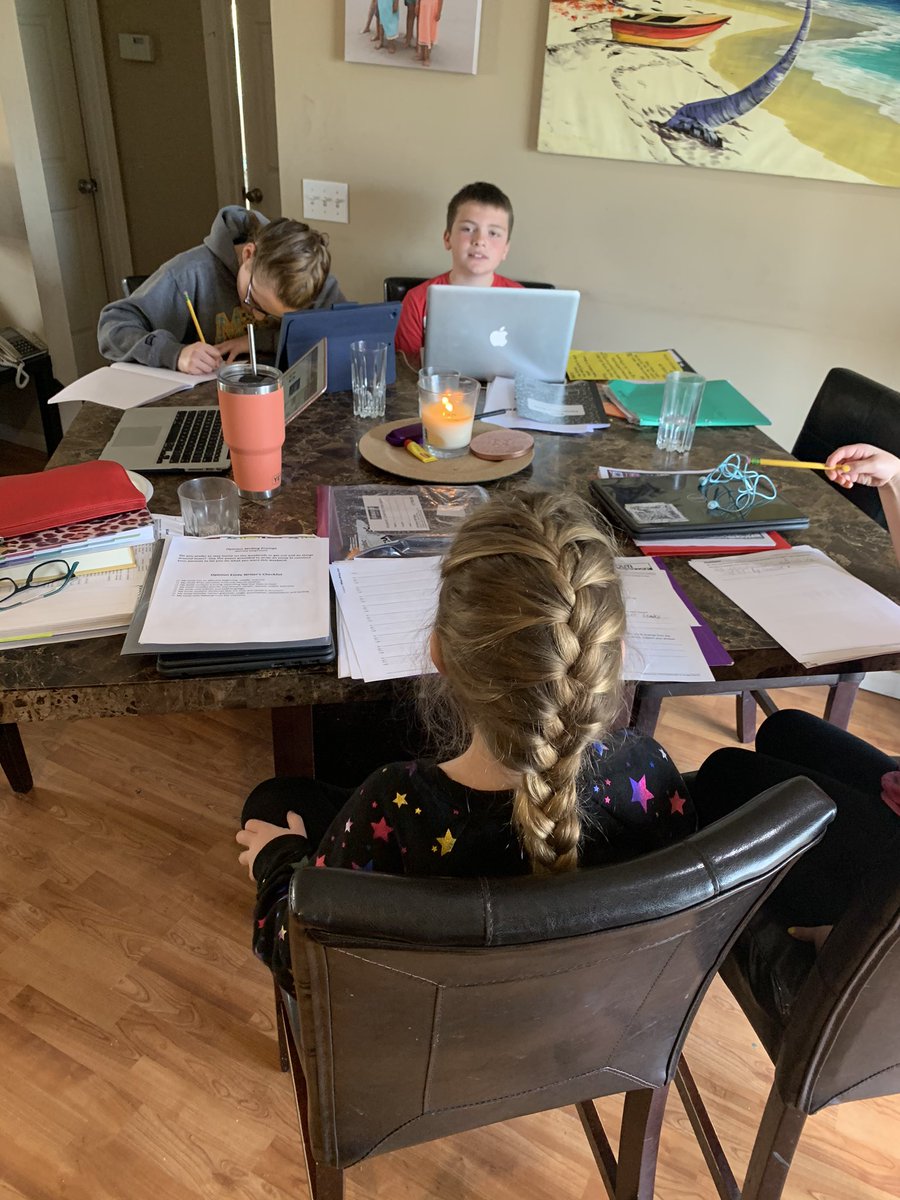 mrsvalleesclass's tweet photo. Vallee Tribe and Honeschool is in full swing! We are working on some opinion writing this morning and following our daily schedule! How is it going for you? #StayHome #homeschooling @Benton_STEM https://t.co/jk7fjJ2QxP