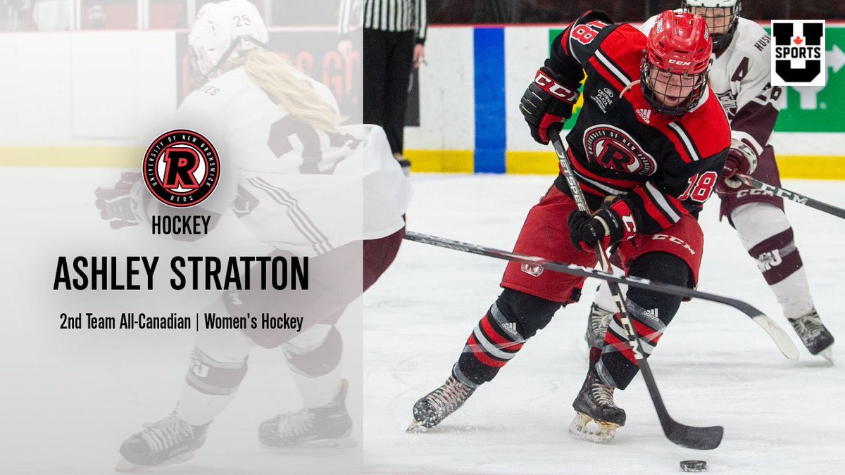 UNBWHockey's tweet photo. UNB is celebrating and recognizing its 2020 All-Canadian award winners and we are so proud of @ash_stratton3 to be among great company as a Red! The school and our program are so proud of her achievements in hockey this year! https://t.co/p47Bn8DQhN