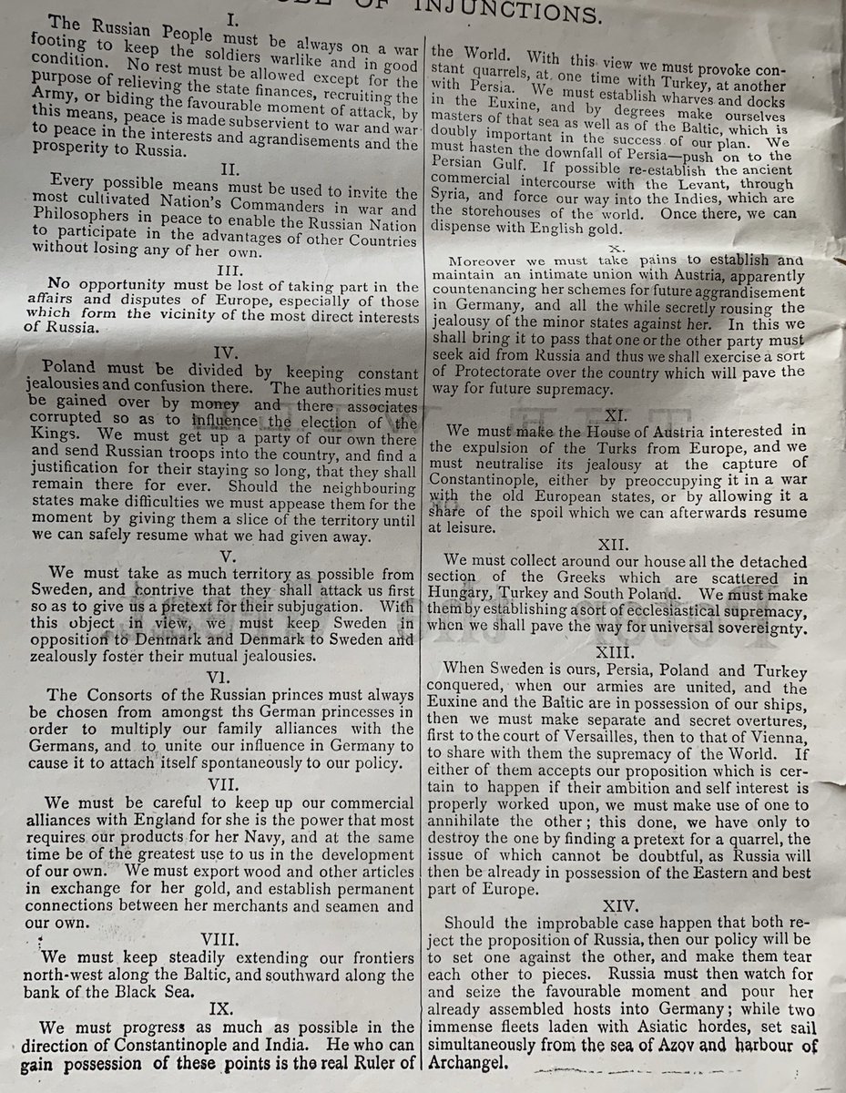 More gems from the Archives. A description of a wonderful book The Accomplished Housewife - look at paras 15 and 16! The mind boggles. A reprint of Peter the Great’s Will which he helpfully wrote in English not Russian but didn’t apparently sign