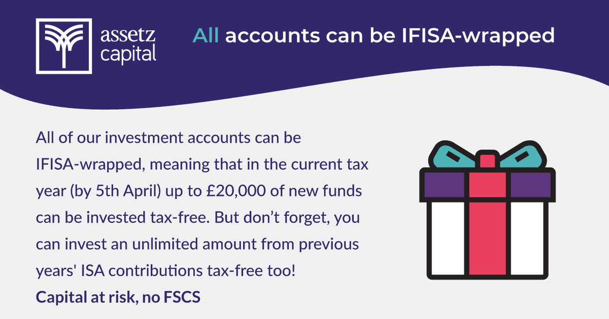 Reasons to invest: Our investment accounts can be IFISA-wrapped. Learn more about our Innovative Finance ISA (IFISA). Capital at risk. No FSCS. bit.ly/2Ry5WBa. #reasonstoinvest #IFISA #taxyear #investments #reasonstoinvest