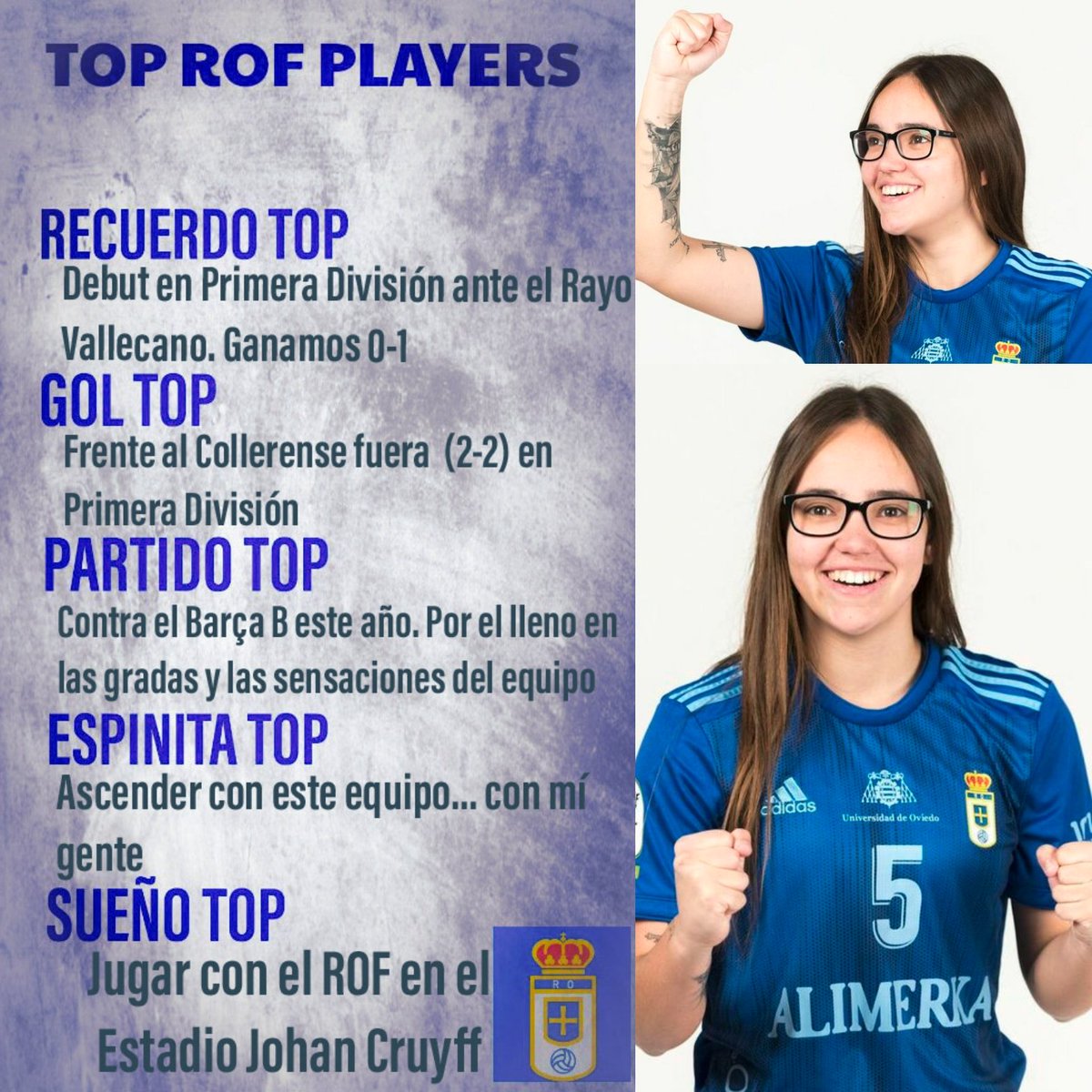 RealOviedoFem's tweet photo. Top #ROF | Futbolista @heenaar4 Sus recuerdos, sueños, goles 🔝.
🙌🙌
#ROFEnCasa
#ROFTop
#YoMeQuedoEnCasa https://t.co/yoqVk7iNPK