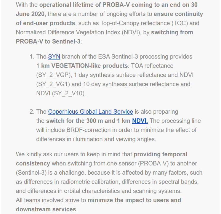 BzGEO's tweet photo. Here's what our friends at @PROBAVegetation have to say about #ProbaV's continuity via @CopernicusEU's #Sentinel3. We should also recall that PROBA-V was the successor to the #VEGETATION instruments on the #SPOT4 and #SPOT5 satellites. 🧐
https://t.co/DmsicRLEwO https://t.co/7wmOOwXRPW