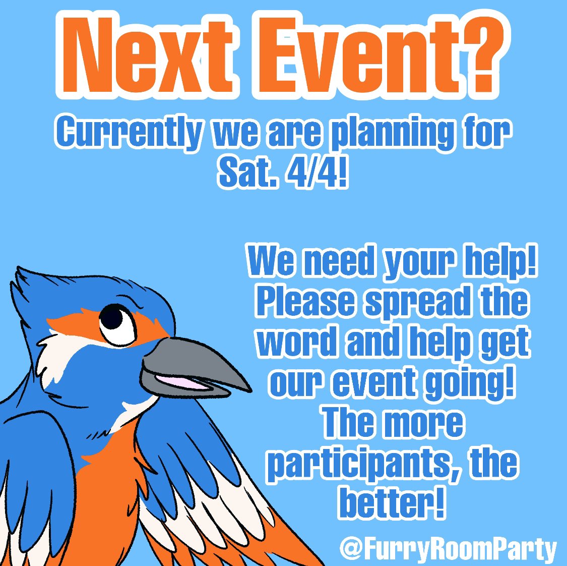 FurryRoomParty's tweet photo. Wondering when our next event will take place? Here’s some additional info! We’re asking for help getting things going! Spread the news! 

Tell a friend, feel free to post the “follow us” post we have pinned to our account! https://t.co/E9wXMCU4q9
