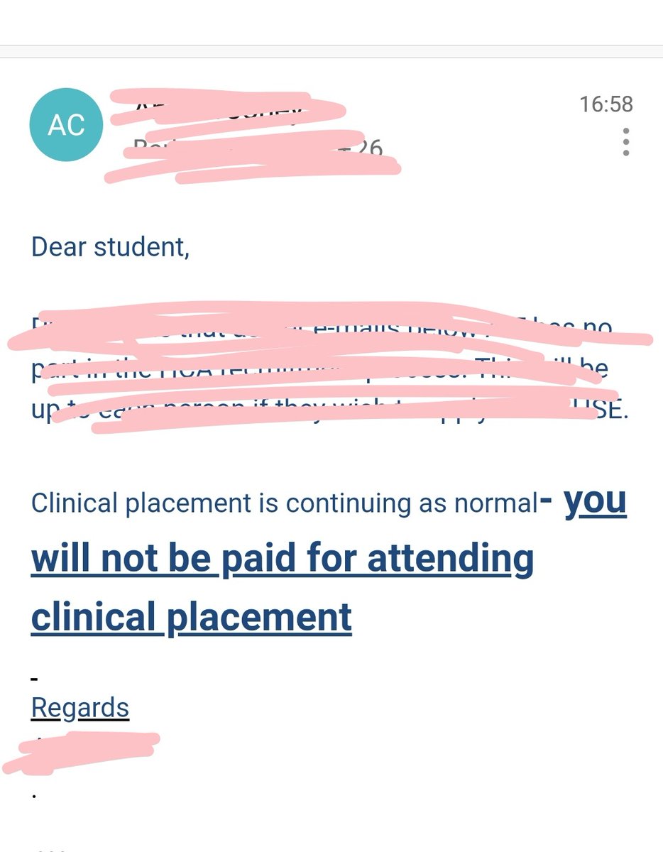 TheLxntx's tweet photo. Love that the entire country was told student nurses were being paid on live TV but when we get out onto the wards that's revoked by email.... Nice one. https://t.co/YwuvkePsiW