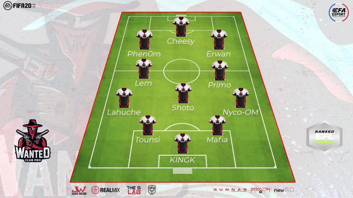 [#EFLFinale] #FIFA20 Club PRO

Voici la composition de notre équipe <a href="/WanteDteamCP/">WanteDteam</a>
de ce soir.

🗓️J#7 &amp; J#8

📺twitch.tv/wantedteamcp
📺twitch.tv/esportfa
  
Rediffusion▶️youtube.com/channel/UCZFxQ…

⚽️#WanteDFight🤠