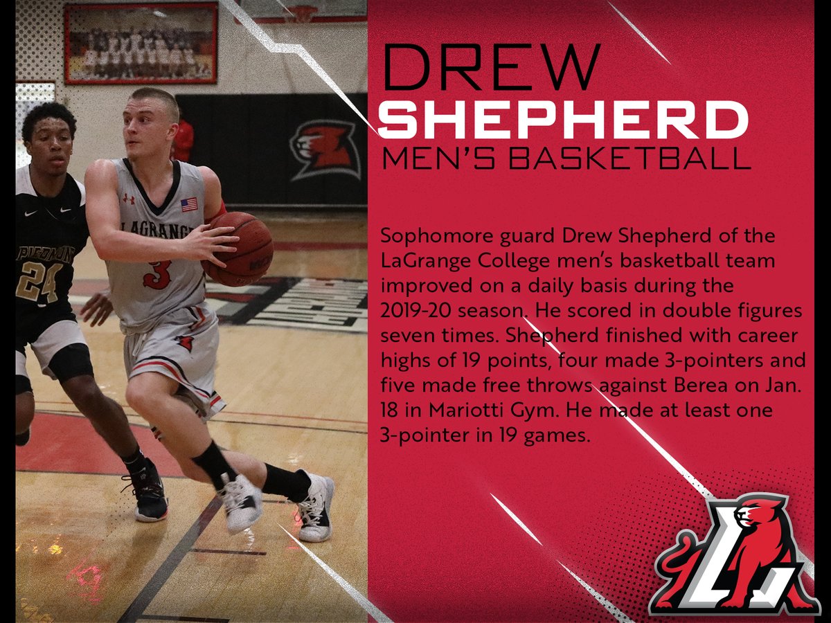 LCPanthers's tweet photo. MBB: Sophomore guard Drew Shepherd of the LaGrange College men's basketball team took advantage of every moment on the court during the 2019-20 season. He averaged 7.5 points per game and ranked second on the team with 37 made 3-pointers. | #LCPantherProud https://t.co/yzVZC9yGox