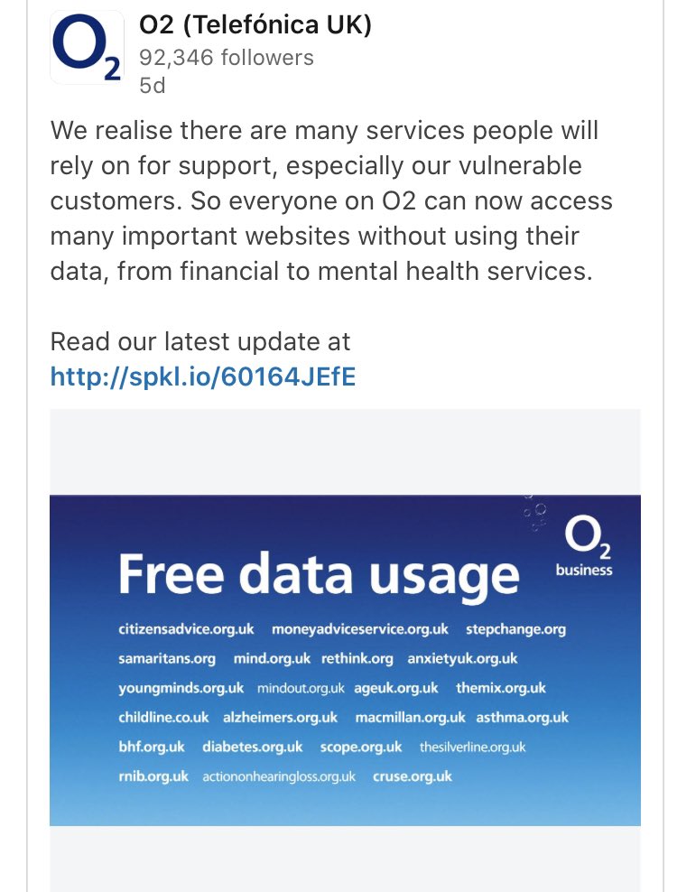 SBCP1's tweet photo. @O2Telefonica our good friends at O2 have highlighted the following free data useage - fantastic supporters of the Slough community and far beyond 👏🏻😊 https://t.co/mvq5mA6wr8