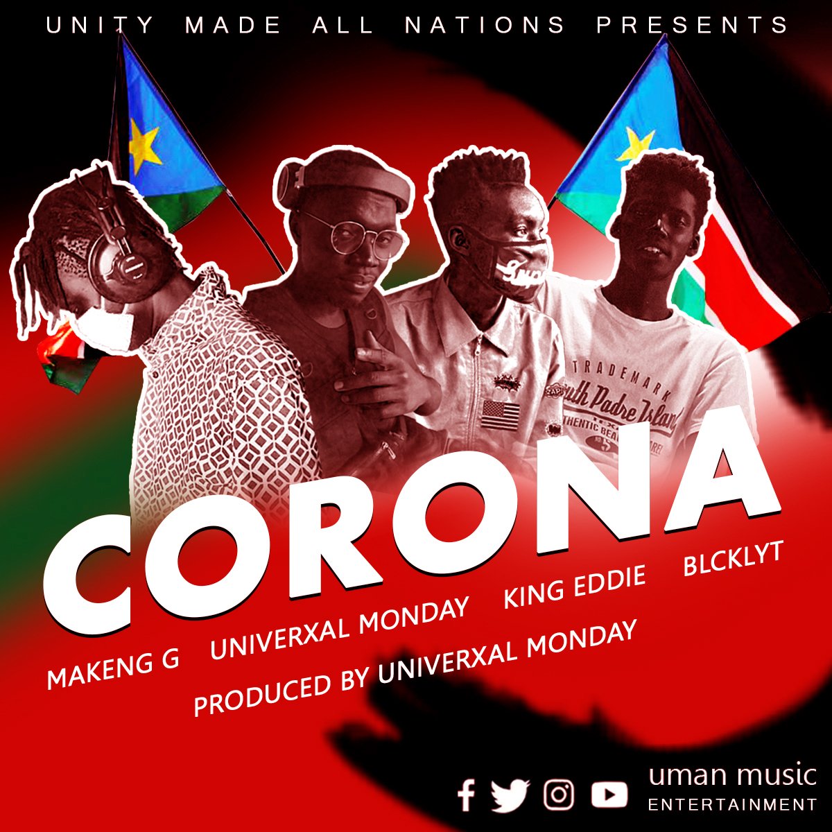 #TogetherWeFightCorona
We need to be much more aware about the problems we face and unite to solve them.Corona is real and we all have to join hands and fight it together.
UMAN Ent presents Corona ft Makeng G, Universal Monday, King Eddie, Blcklyt.
youtu.be/O8elqdnhGz8