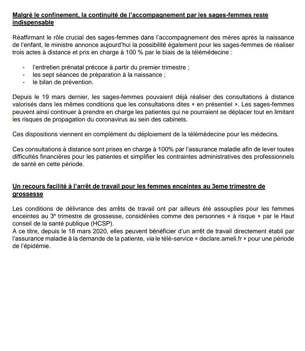 AdrienTaquet's tweet image. [#1000PremiersJours]

Oui, le conjoint peut assister à l'accouchement pendant le #COVID19 à condition de respecter des consignes importantes.

Grâce à la télémédecine, les sages-femmes pourront continuer le suivi pendant la grossesse et le post-partum.

Toutes les précisions ⤵