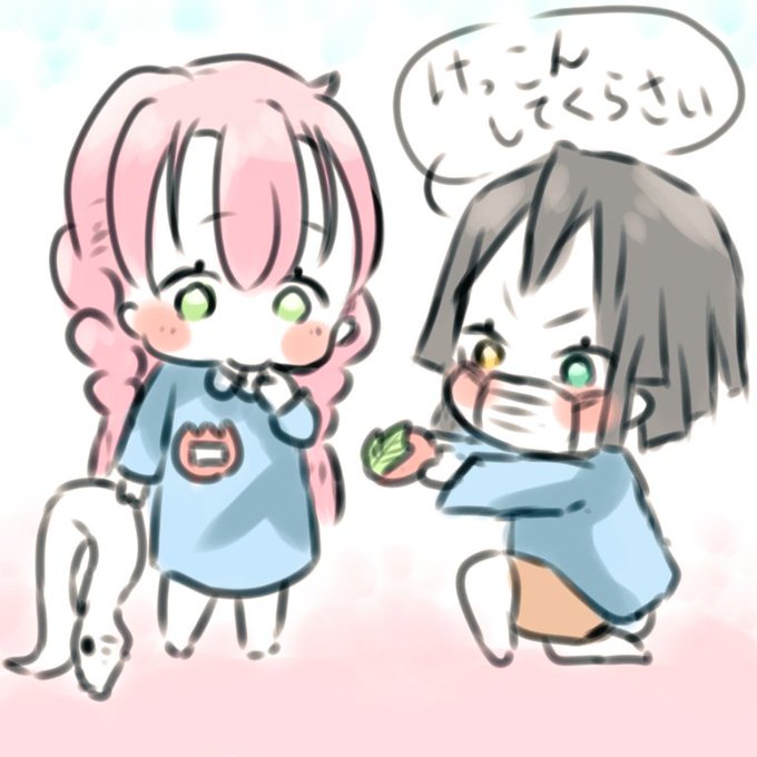 たもちんさんがTwitterに投稿した甘露寺蜜璃(鬼滅の刃)のイラスト。