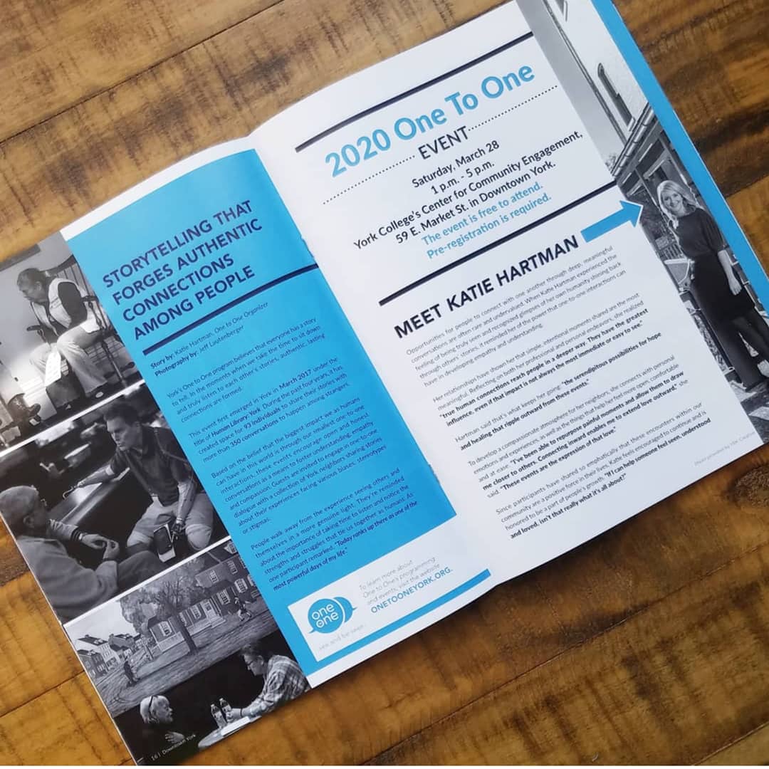 YorkOnetoOne's tweet photo. Thank you @Downtownyorkpa for featuring One to One and our organizer, Katie Hartman, in your latest magazine! We are grateful for the opportunity to connect with our #yorkpa community through this program. 

#OnetoOneYork #iloveyorkcity https://t.co/lg6nMecvY6