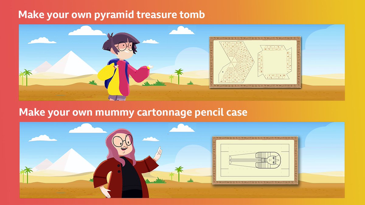 bbcbitesize's tweet photo. Need a bit of screen-free time?

Get crafty with the ancient Egyptians! 🌞 Head to our #History guides for 7-11 year olds to download and make a treasure tomb and pencil case.

👉 https://t.co/IiAgAmc5Fx 

(You'll want a grown-up for the ✂️ bits) https://t.co/PGvB0bCDvL