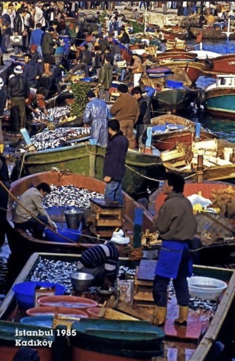 Kadıköy rıhtımındaki balıkçılar (1985) #balıkçılık #khalkedon #istanbul #smallscalefisheries 
Fisherfolk at Kadıköy pier (1985) #fisheries #fish