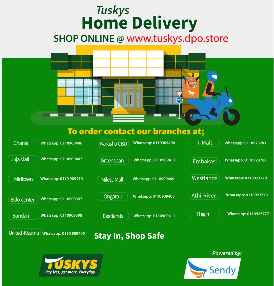 TuskysOfficial's tweet photo. Have you used #TuskysHomeDelivery ? Retweet with a comment and tell us your experience starting with #TuskysHomeDelivery for a chance to win a Ksh.1,000 voucher . The top 10 replies with most reactions wins. https://t.co/ZDOluYzxTB