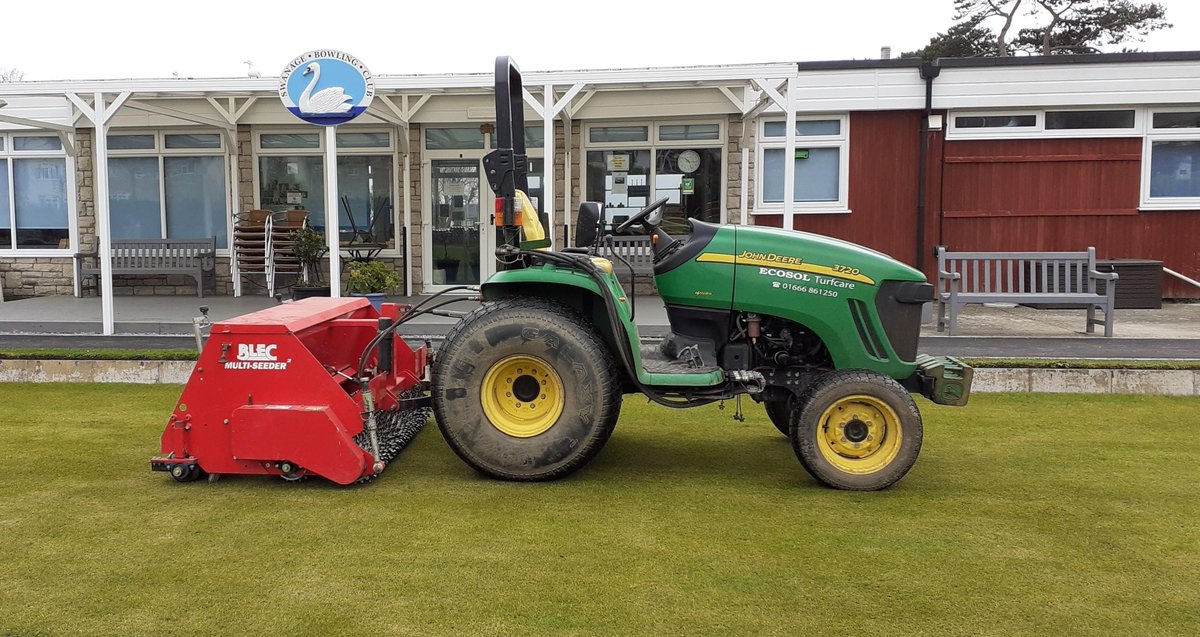 EcosolTurfcare's tweet photo. Spring renovations got underway recently at Swanage Bowls Club with the #ecosolturfcare team completing #overseeding #fertilising and #topdressing .
#bowlsclub #springrenovations #tallisamosgroup #johndeere https://t.co/7RREwHlzJf