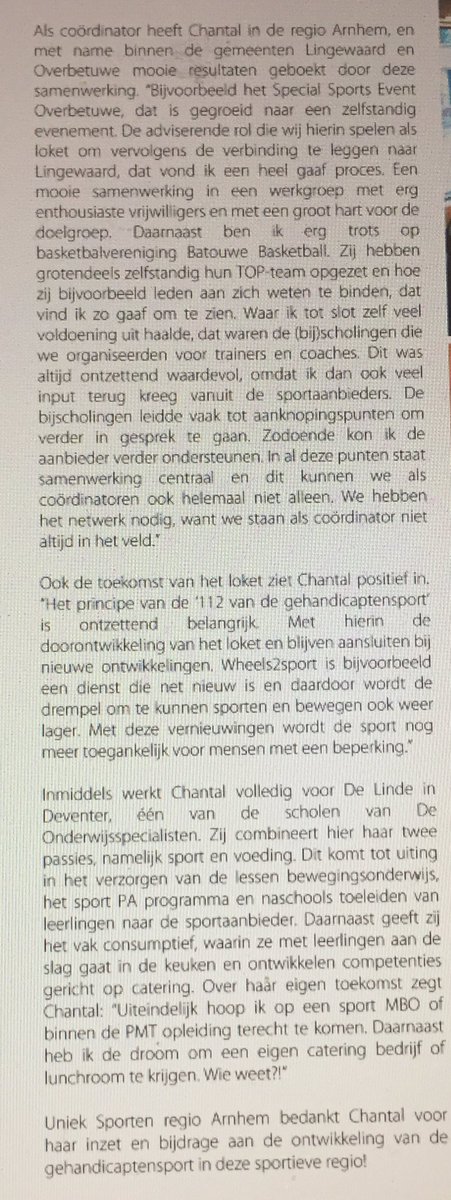 ChantalMigo's tweet photo. Een prachtige terugblik van 2019 @UniekSportenGLD met mooie verhalen en succes momenten! Een veelzijdige baan, waar ik met veel plezier op terug kijk! “De 112 van de gehandicaptensport is onmisbaar” @UniekSporten https://t.co/WsgsaRl1ta https://t.co/EJThzLVuf0