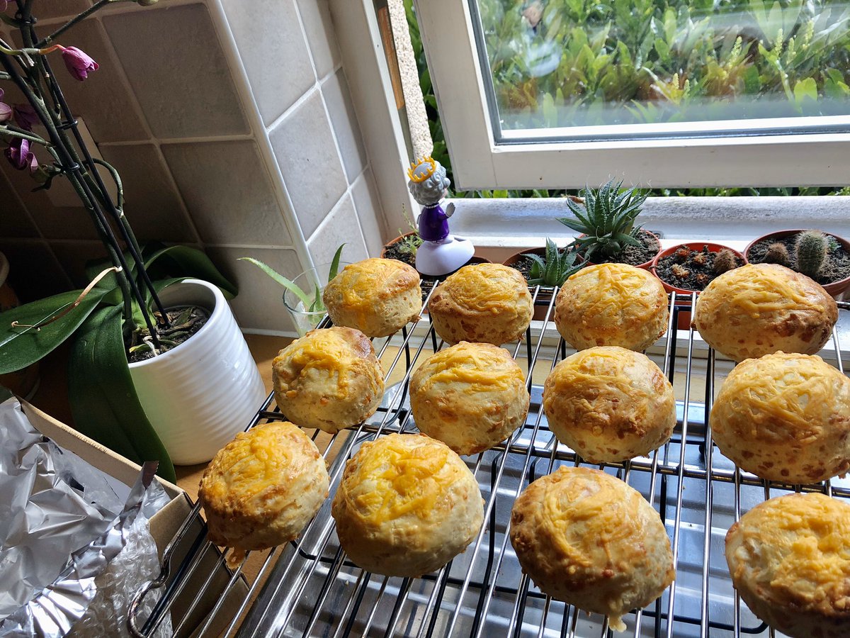 Lunchtime break today at Kelly Towers. My old Dad misses our visits but confesses it was mainly due to lack of regular home made cheese scones. Mission accomplished. Food parcel heading south to Northumberland today. #happypensioner #cheesescones