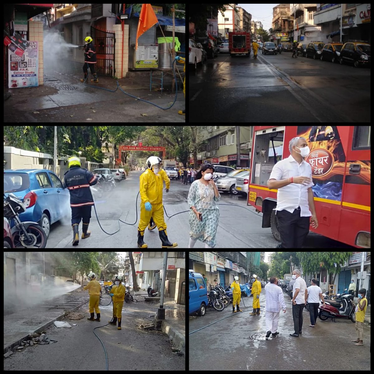 rahul4colaba's tweet photo. #Sanitation been undertaken by #FireBrigade officials at various locations at the time #Corporator of #Ward227 Mr Makarand Narwekarji #Ward226 Smt Harshita Narwekarji and local volunteers were present.
#Sanitation been done at following locations:
1. #Sobani Road https://t.co/oVxYpTZIsp