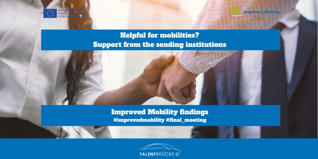 talentbruecke's tweet photo. Helpful for mobility? Support from the sending institutions. Results of our Erasmus+ project Improved Mobility!
#support #mobility #erasmusplus #erasmus #improvedmobility #lastresult
@nabibb_de @Erasmus_DAAD @Erasmus_Project @EUErasmusPlus @IFCenter @BFWNRW @ImprovedMobili1 https://t.co/NBGq6BNl6e