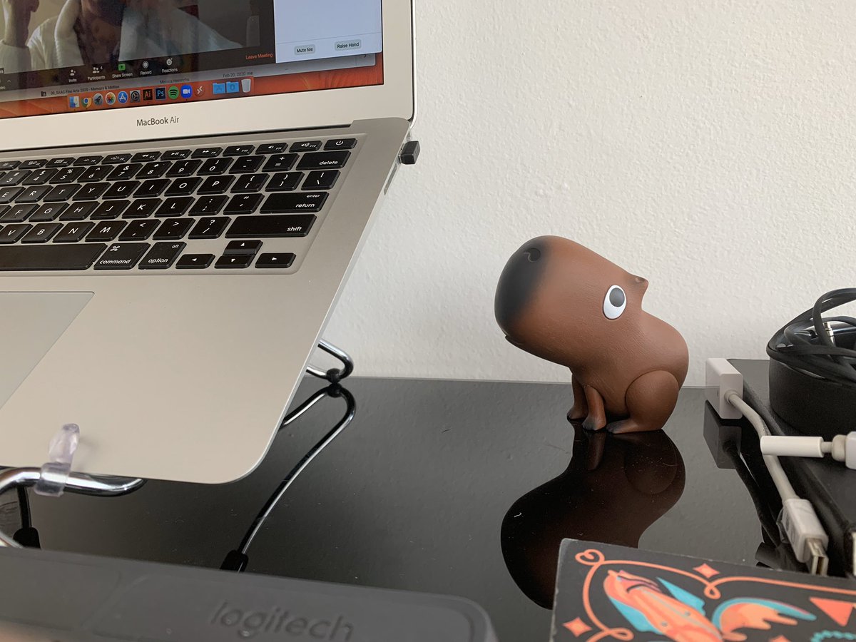Events4Learning's tweet photo. On times of social distancing and home office, I’m making my desk a little bit more like #ISCBrazil today #capivara ✌️ https://t.co/XVK8orKlNI
