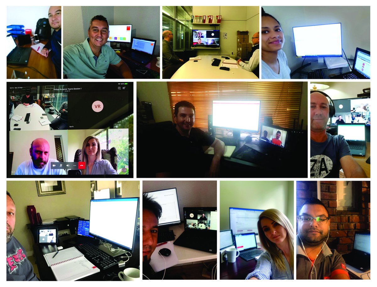 BystronicSA's tweet photo. Yesterday we all tested our work from home “systems”with an introductory talk on the reality we are facing at the moment. Next up Sales discussions and CO² Laser training, while our admin staff complete a very unique month end. WE ARE PROUDLY BYSTRONIC! #BystronicSA #LockDownSA https://t.co/YhSay38qiY