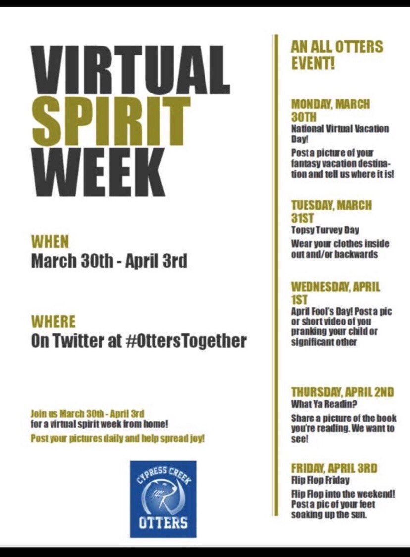 Happy Tuesday!  I am dressed backwards inside out today in honor of our Virual Spirit Week!  😊<a href="/bronson_adrian/">Adrian Bronson</a> <a href="/susanhemings/">susan hemings</a> <a href="/cypresscreekvcs/">Cypress Creek</a> #OttersTogether