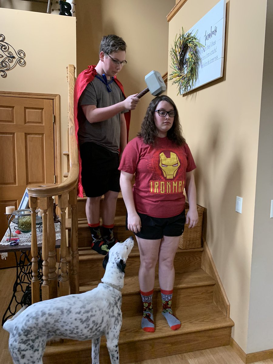 dnj794's tweet photo. #senior2020 and freshman having fun before #remotelearning @FairbanksLocal begins. #FLSDspiritweek #superheroday https://t.co/omThRCmZFV