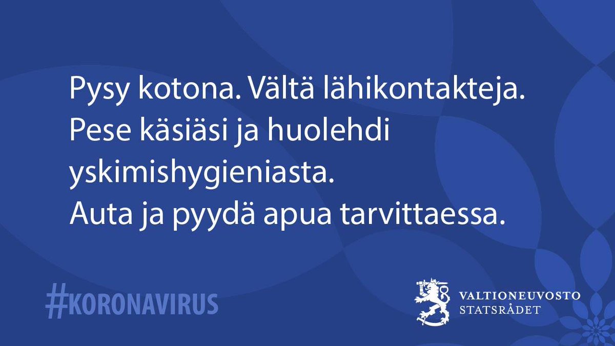 Sisaministerio's tweet photo. Sisäministeriön Facebook-sivulta löydät monikielistä kuvamateriaalia mm. liikkumisrajoituksista ja ohjeista pysyä kotona. Kielinä esim englanti, viro, venäjä ja somali. Tallenna, jaa tai vinkkaa eteenpäin! @valtioneuvosto #viestintä #koronavirus #koronafi  https://t.co/I6psmksj2w https://t.co/LkGlrkHbOT