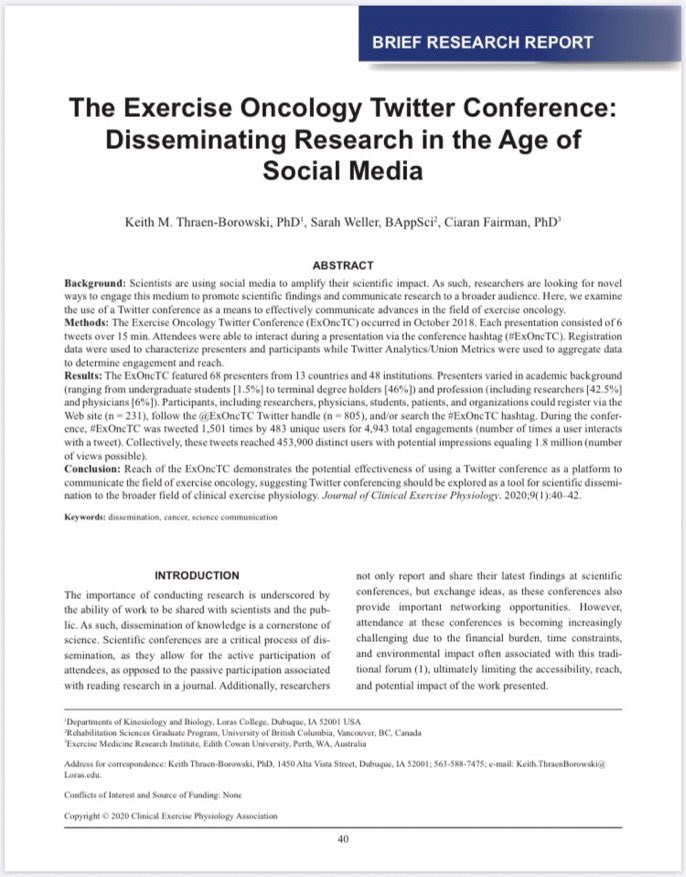 KTB_PhD's tweet image. As so many organizations are making very difficult (yet very smart, safe &amp;amp; appropriate) choices regarding cancellations of large meetings &amp;amp; conferences, reposting our recent paper on successfully utilizing social media to disseminate science. #ExOncTC 
jcep-cepa.org/#/doi/full/10.…