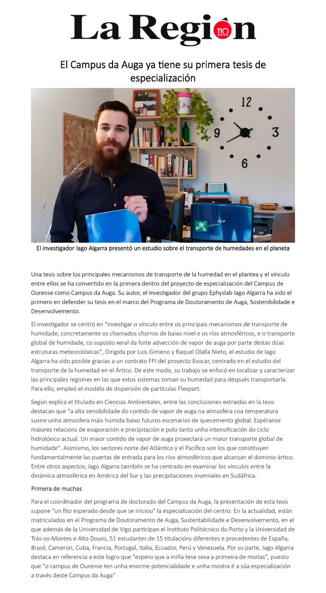 CIM_Uvigo's tweet photo. Esta corentena non nos para! Iago Algarra #EPhysLab defendeu por videoconferencia a primeira tese de doutoramento do Campus da Auga do Campus de Ourense @uvigo. 🌬💦
Non te perdas os detalles da súa investigación! 👉 https://t.co/EPhcawIjvH https://t.co/guSsaL3xa2