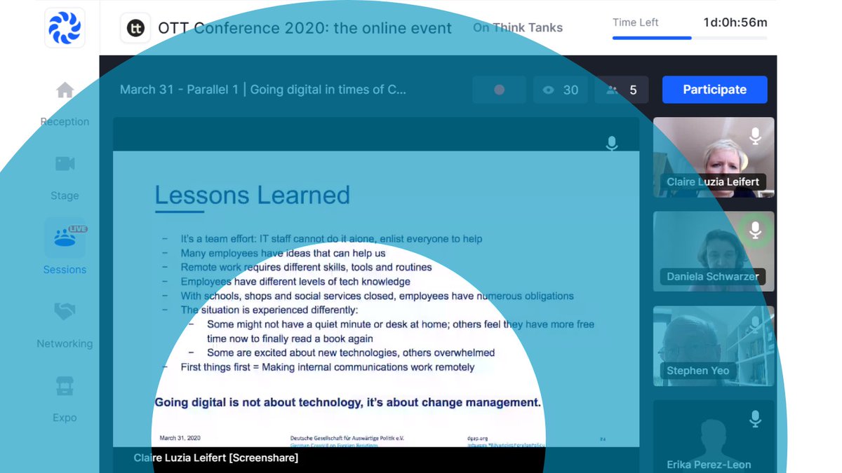 What is key in the current  #COVID19 situation:  #teamwork,  @D_Schwarzer tells fellow  #ThinkTanks at  #OTTtech. It is the initiative of all of the organization & of certain groups of people that reach out & make  @dgapev work remotely. Going  #digital is a collective effort.  #teamDGAP