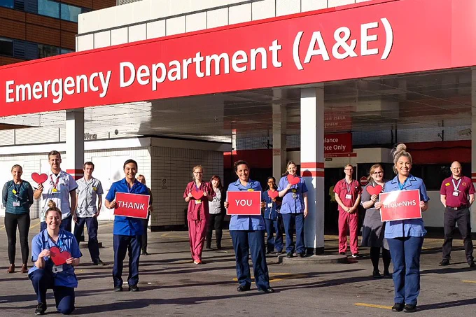 Staff from the Emergency Department outside St Thomas' Hospital