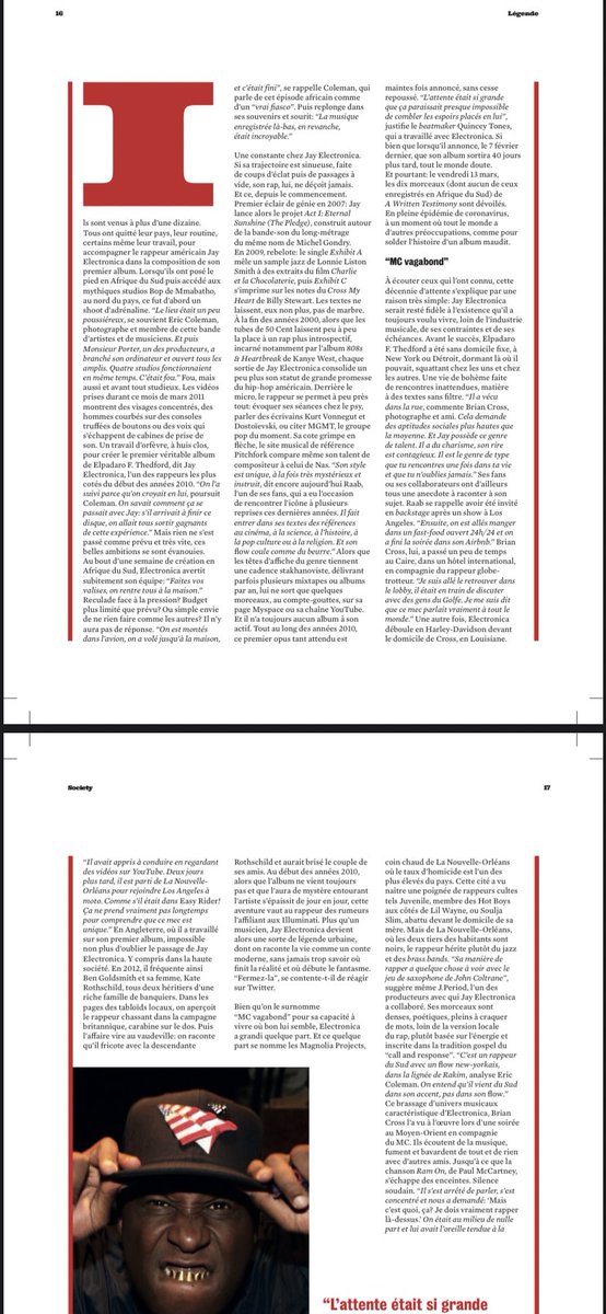 _Neekss's tweet photo. I was given the opportunity to work with Gregoire Belhoste at @societyofficiel for issue #127. Feature piece about @jayelectronica celebrating his new album, A Written Testimony. Grateful to have spoken to his good friends &amp; colleagues @RappersIKnow @ecoleye B+ @Mochilla . https://t.co/qVRNZv1KBN
