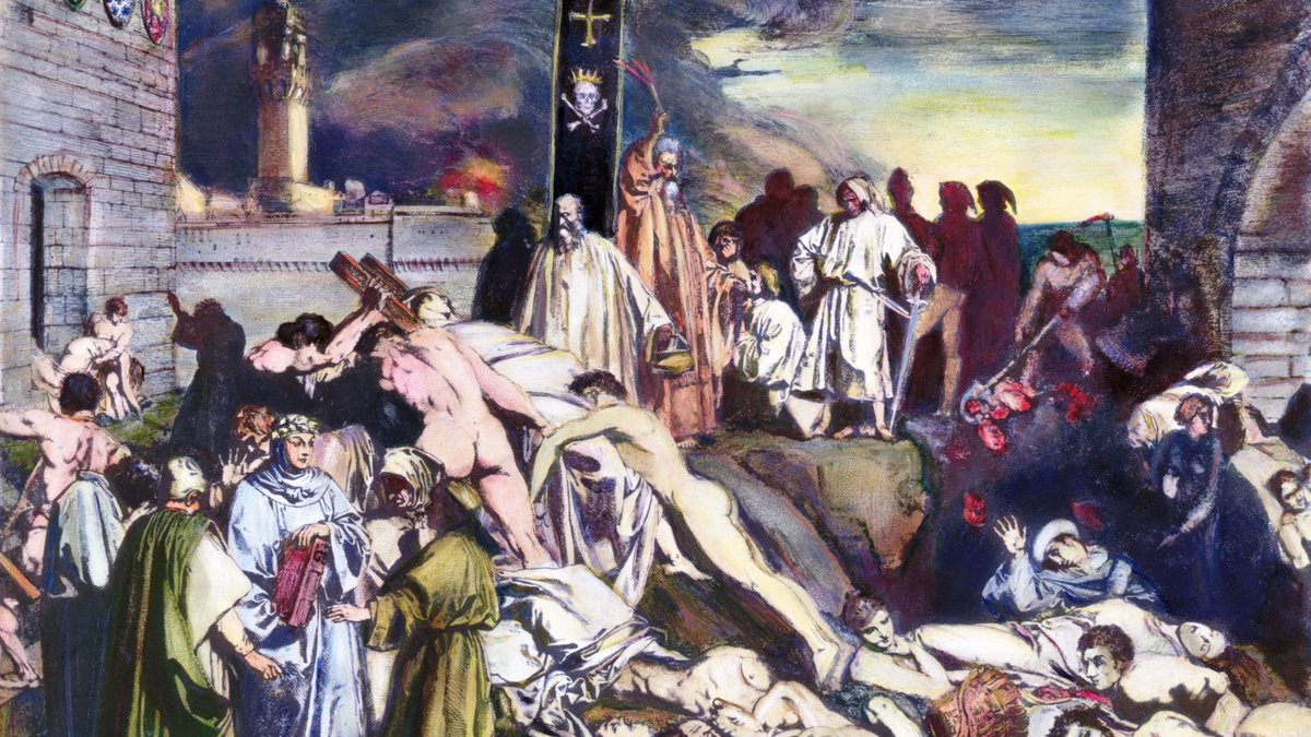 14th century The Black Death/ the Great Plague/ the Plague was the most devastating pandemic recorded in human history, resulting in the deaths of an estimated 75 to 200 million (7.5 to 20 Crore) people in Eurasia, peaking in Europe from 1347 AD to 1351 AD.