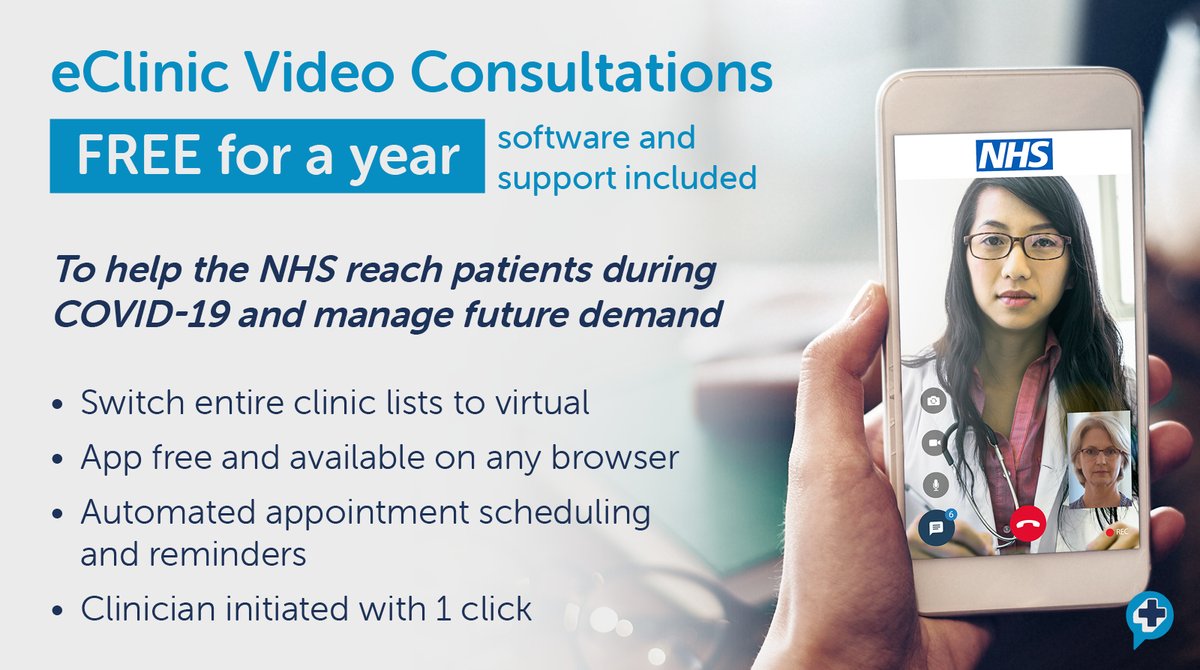 healthcommuk's tweet photo. We're offering #NHS services our eClinic platform free of charge for 1 year. This can be rapidly deployed at scale across hospitals to run virtual clinics &amp; assess urgent patients remotely. Email: covid19@healthcomm.uk to set up. #Covid19 digital channels: https://t.co/7p8iIrZIeU https://t.co/1AJGomPRVW