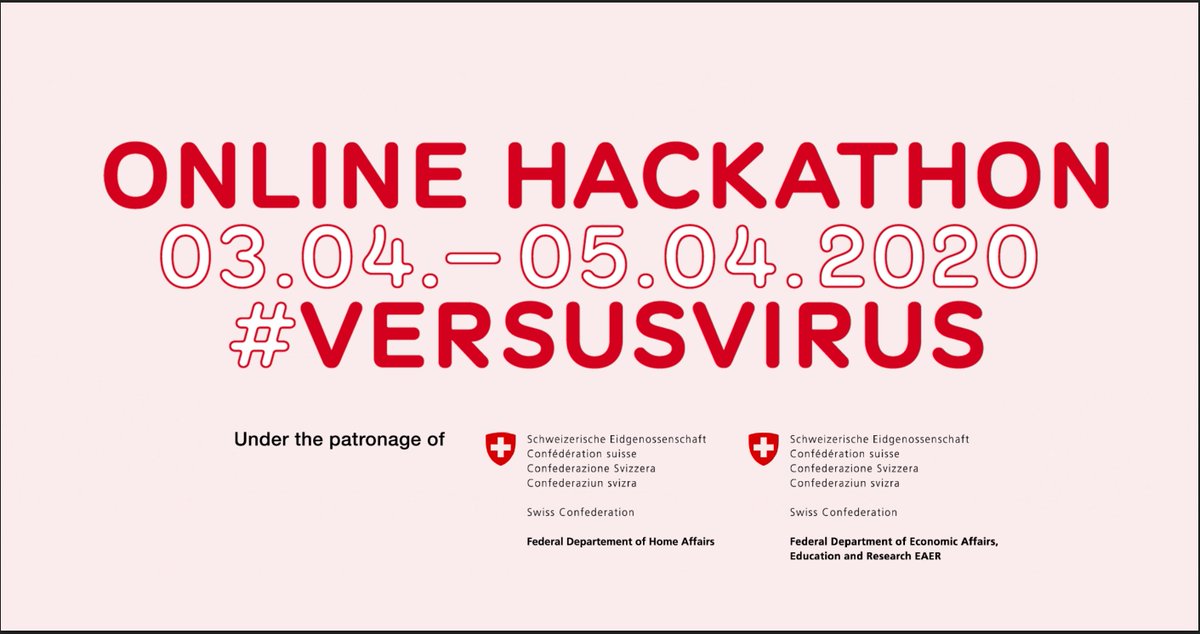 lainiborges's tweet photo. Join us for #VersusVirus, the 48-hour hackathon of Switzerland on April 3-5: Together we'll find solutions against #COVID19! Register now, no matter what background you have: https://t.co/DIJzkCaTRE @VersusVirusCH
I'll be a mentor happy to e-meet you there! https://t.co/fuCdGbjgzd