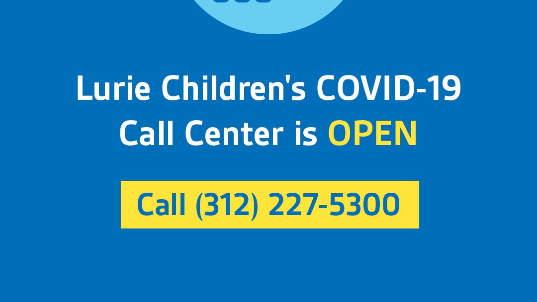 LurieChildrens's tweet photo. Do you have questions about #COVID19? The Lurie Children's COVID-19 Call Center is now open! 📱You can call (312) 227-5300 and speak with a Lurie Children's nurse. The Call Center is available Monday through Friday from 8 a.m. - 6 p.m. and on weekends from 9 a.m. to 1 p.m. https://t.co/BKaMziPd51