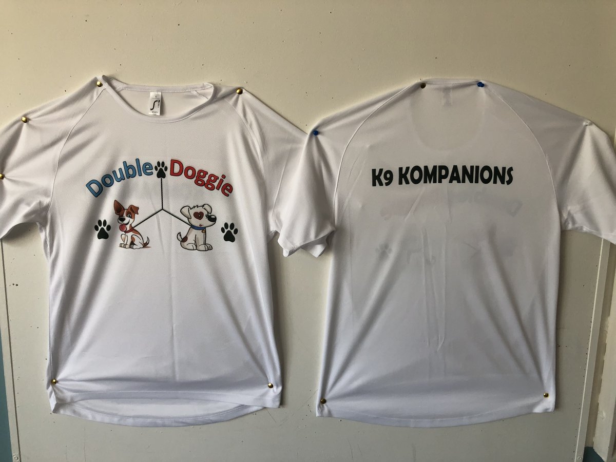 DoggieDouble's tweet photo. Our county final display consists of our products, our 2 dog mascots, a table with all our raw materials to make our product.
Costumes: dog walkers, with designed t-shirts, with our logo on the front &amp; with 'K9 Kompanions' on the back! @KerrySEP @StudentEntProg @PresCisland https://t.co/pFGFzPEXgw