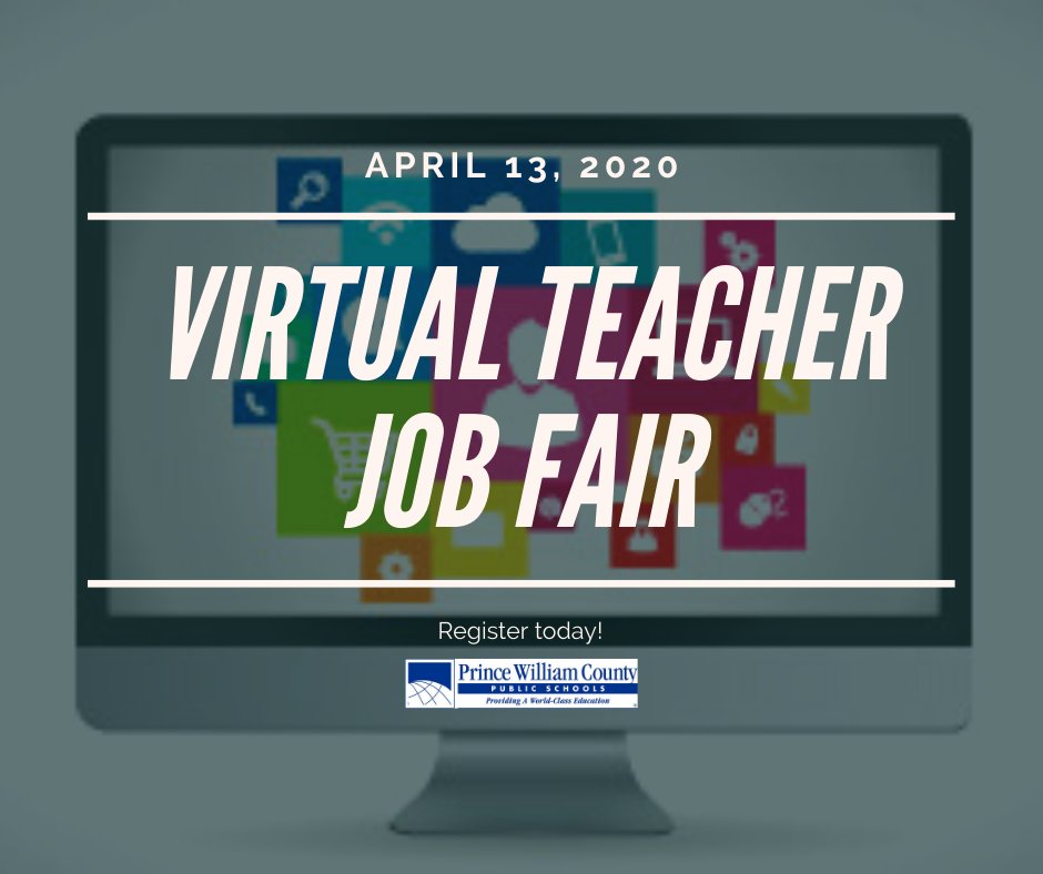PWCSRecruit's tweet photo. Register today for the April 13th Virtual Teacher Job Fair! 

https://t.co/xsC1tHutw3 https://t.co/Ay9VhyzwUo
