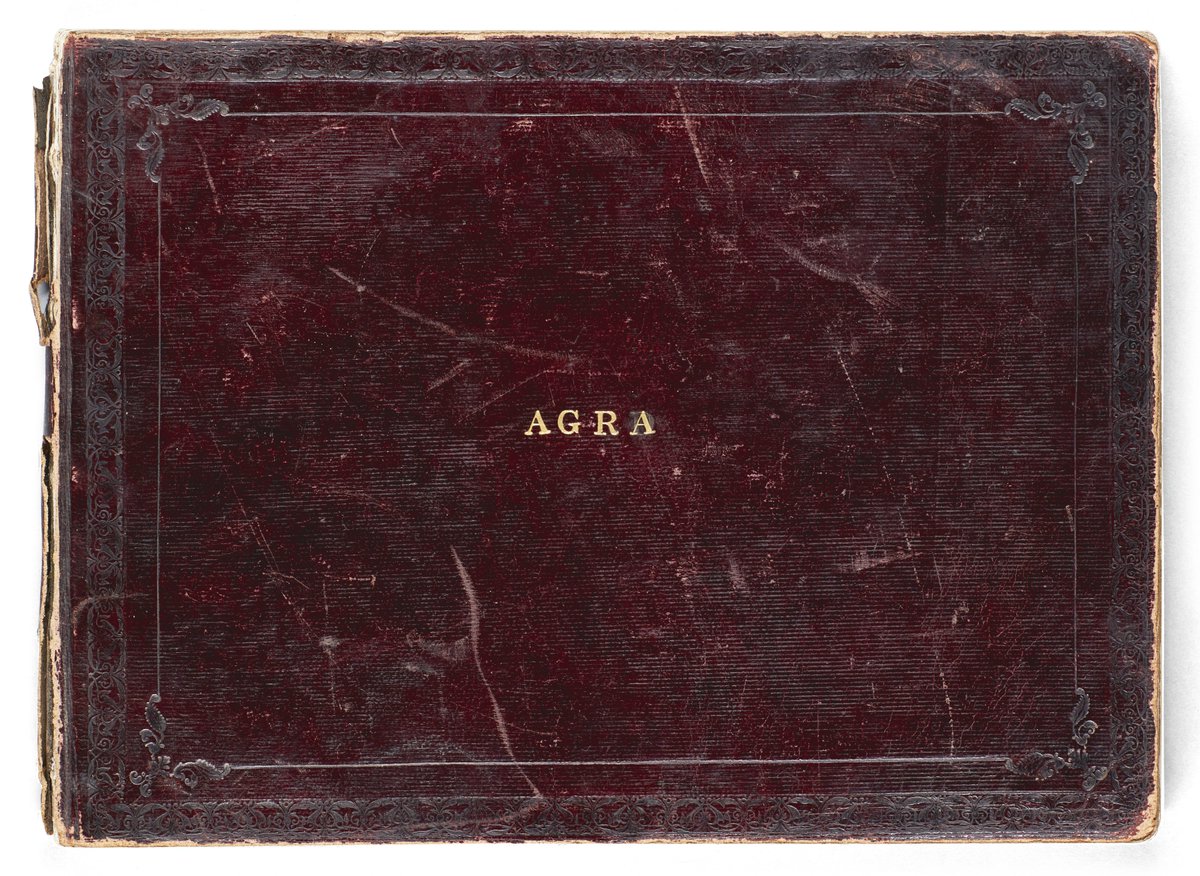 An album of architectural and floral studies. India, Agra, Company School, mid-19th century. Written in English, it is most likely one of the first Brit-Mughal cultural works in history. 29 leaves, comprising 27 architectural and floral studies plus 3 photographs.