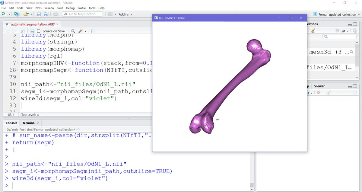 AntProfico's tweet photo. Hey twitters, I'm working to automatically segment long bones in R. It's an implementation of the Half Maximum Height method. First results are very promising! 

Has anyone have access to both real bony sections and ct-scans?  

#smartworking #bones #diaphysis #R #morphomap https://t.co/0wDrhybWAh