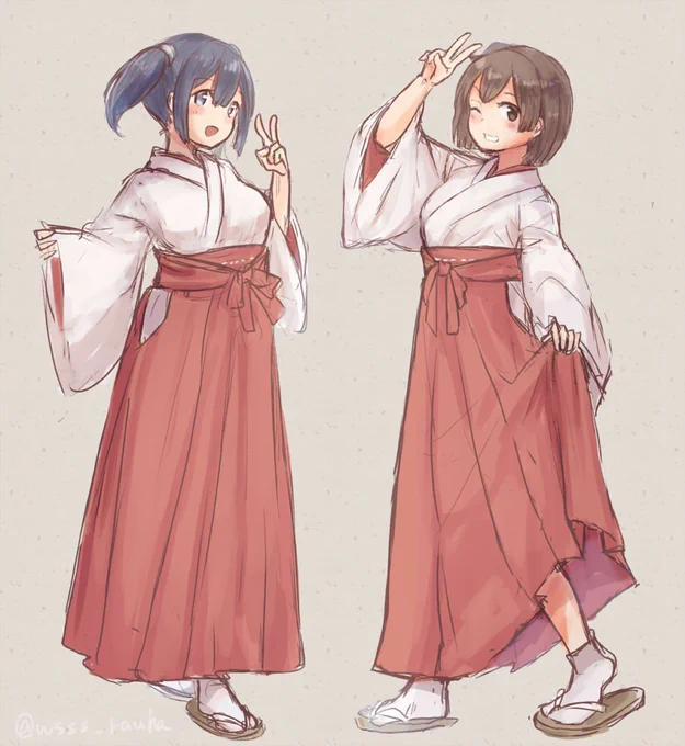 巫女の蒼龍と飛龍 