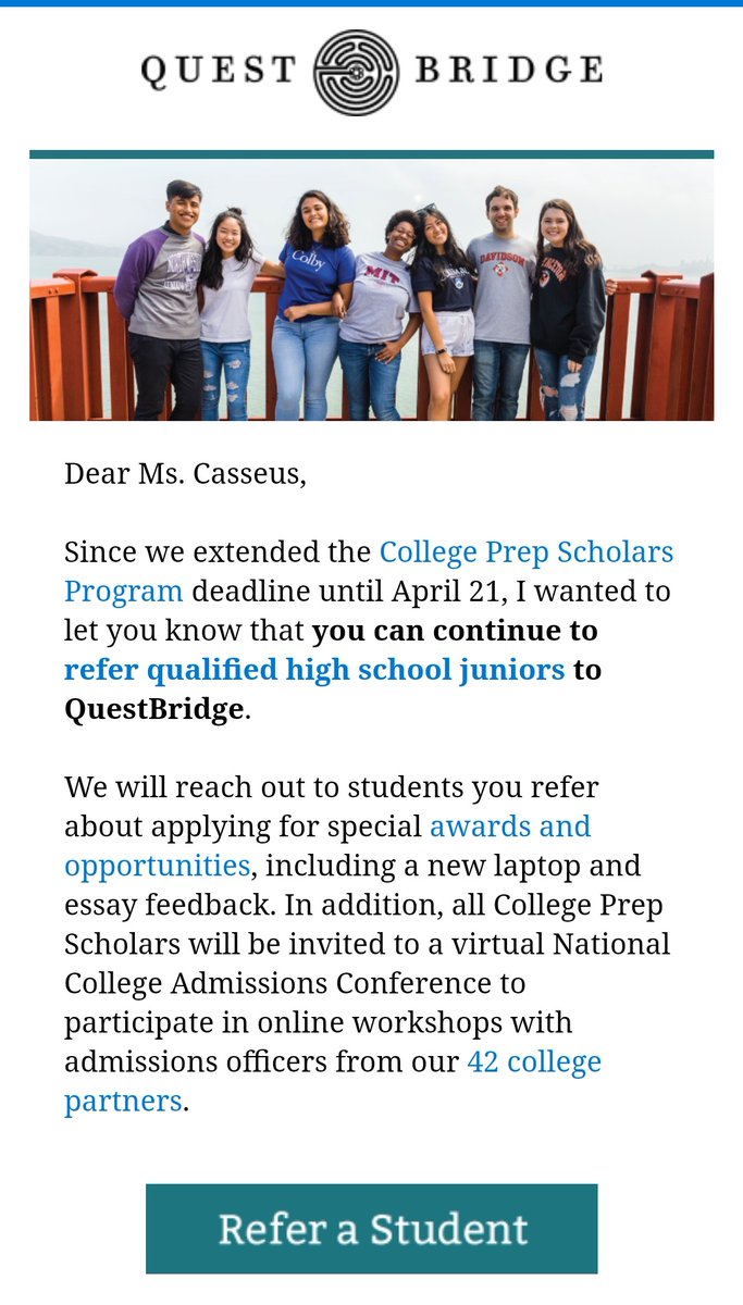 NEHSBRACE's tweet photo. @QuestBridge is still accepting Junior referrals! https://t.co/qSJ8drdfKa
