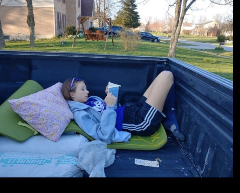 HeatherWahlert's tweet photo. More remote learning!!!!  Home economics and thinking outside the box to find spaces when completing work!!  #mlballstars #ourstory #teammulberry @MulberryEagles https://t.co/tEnTMuBHld