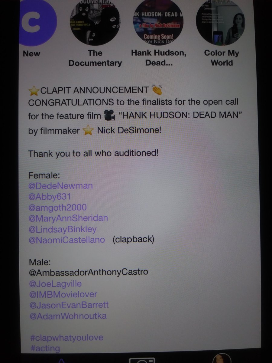 amgoth2000's tweet image. I'm a finalist for a movie that I auditioned for on the Clapit app. I'll give an update when I hear more :) #clapit #clapwhatyoulove