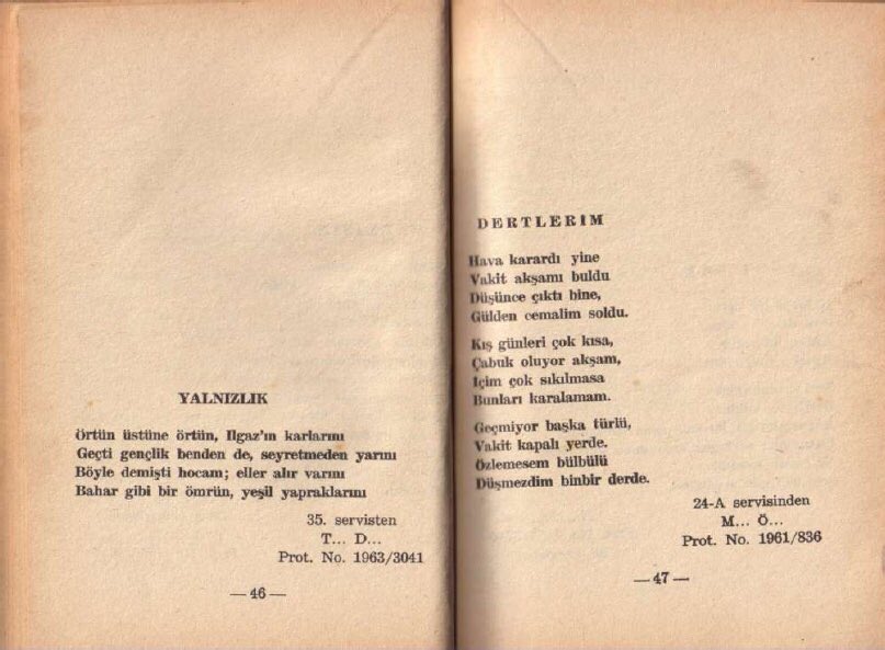 barisissad's tweet photo. 1960'larda Bakırköy Ruh ve Sinir Hastalıkları Hastanesi’nde yatan akıl hastalarının yazdığı şiirler. https://t.co/C0N18aGc65