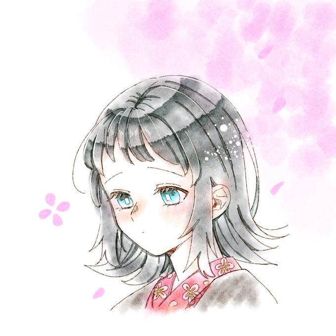 まんまるまりもさんがTwitterに投稿した真菰(鬼滅の刃)のイラスト。