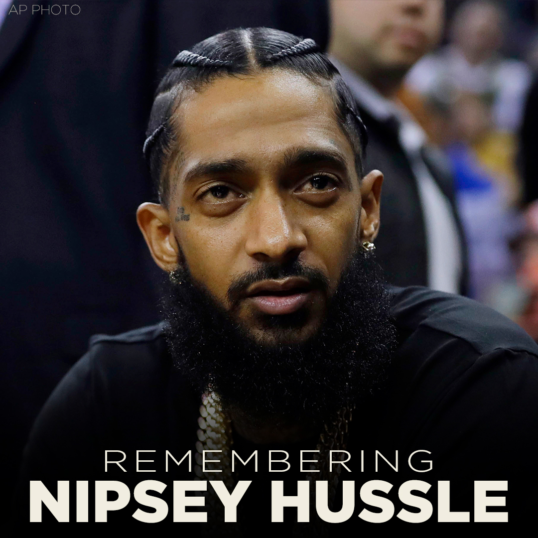 ABC7's tweet photo. "The Marathon Continues:" Today marks one year since Nipsey Hussle's death, and his legacy continues to resonate throughout L.A. Rest in peace, Ermias Asghedom https://t.co/cYbU1uTqpj https://t.co/8QBc4d5b0F