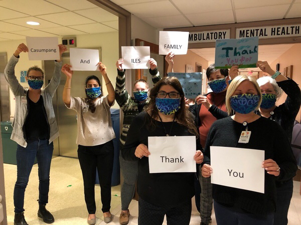 TCDSB's tweet photo. TCDSB students shared a message of hope and thanks along with medical masks to frontline staff at North York General Hospital. Staff sent back their own message of thanks to the students as well! Way to go students and thank you to our dedicated healthcare workers! @NYGH_News https://t.co/bc6TO8XxkE